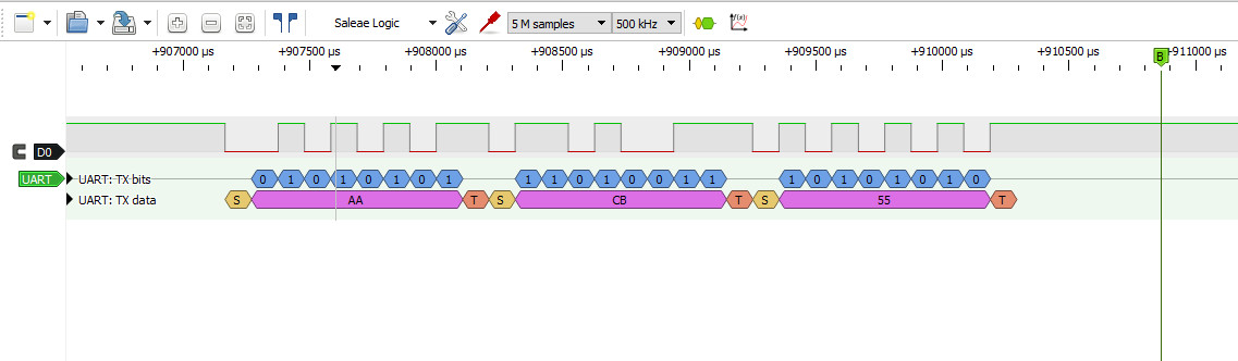 Step 2 — Three consecutive frames AA CB 55